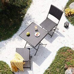 Градински ратанов комплект - сгъваема маса и два сгъваеми стола