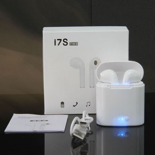 Безжични слушалки i7S tws, пълен комплект, с зарядна станция и кабел за зареждане