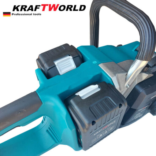 Немска акумулаторна резачка за дърва KraftWorld 2х 36V 8Ah, верижен трион с двойна батерия