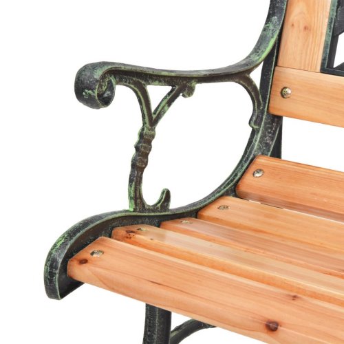Градинска пейка, дърво и ковано желязо, 126cm седалка