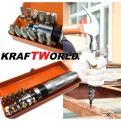 Отвертка ударна KraftWorld в метална кутия 13части