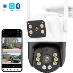 LYLU iCsee 6MP Двойна камера, монтаж на таван и стена. Външна WiFi водоустойчива 360 градуса, FULL HD – 6MP цветно нощно виждане, нотификации, разпознаване на човешка фигура